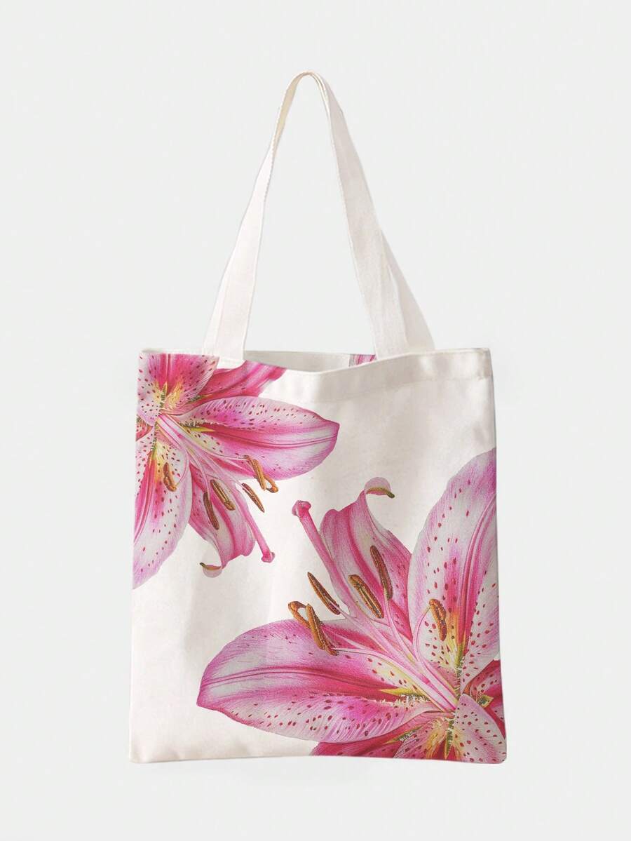 Women'S Bags Holiday - Floral Print Canvas Tote Bag For