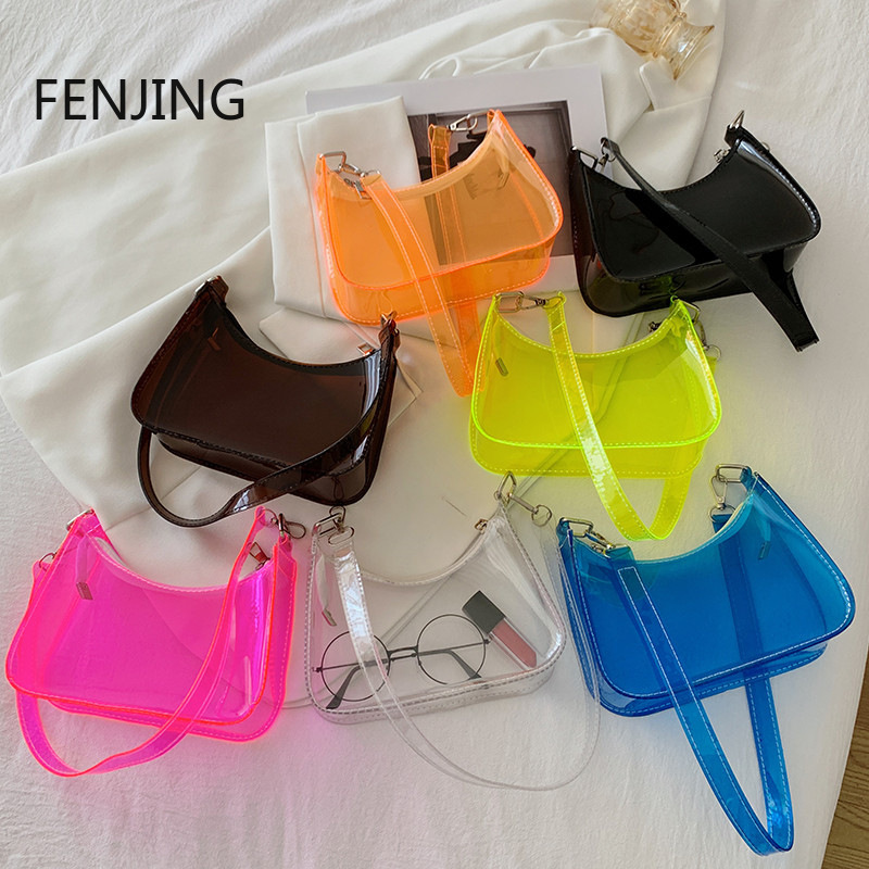 Jelly Bag Clear Pvc - Fashion Lady Jelly Solid Color Clear