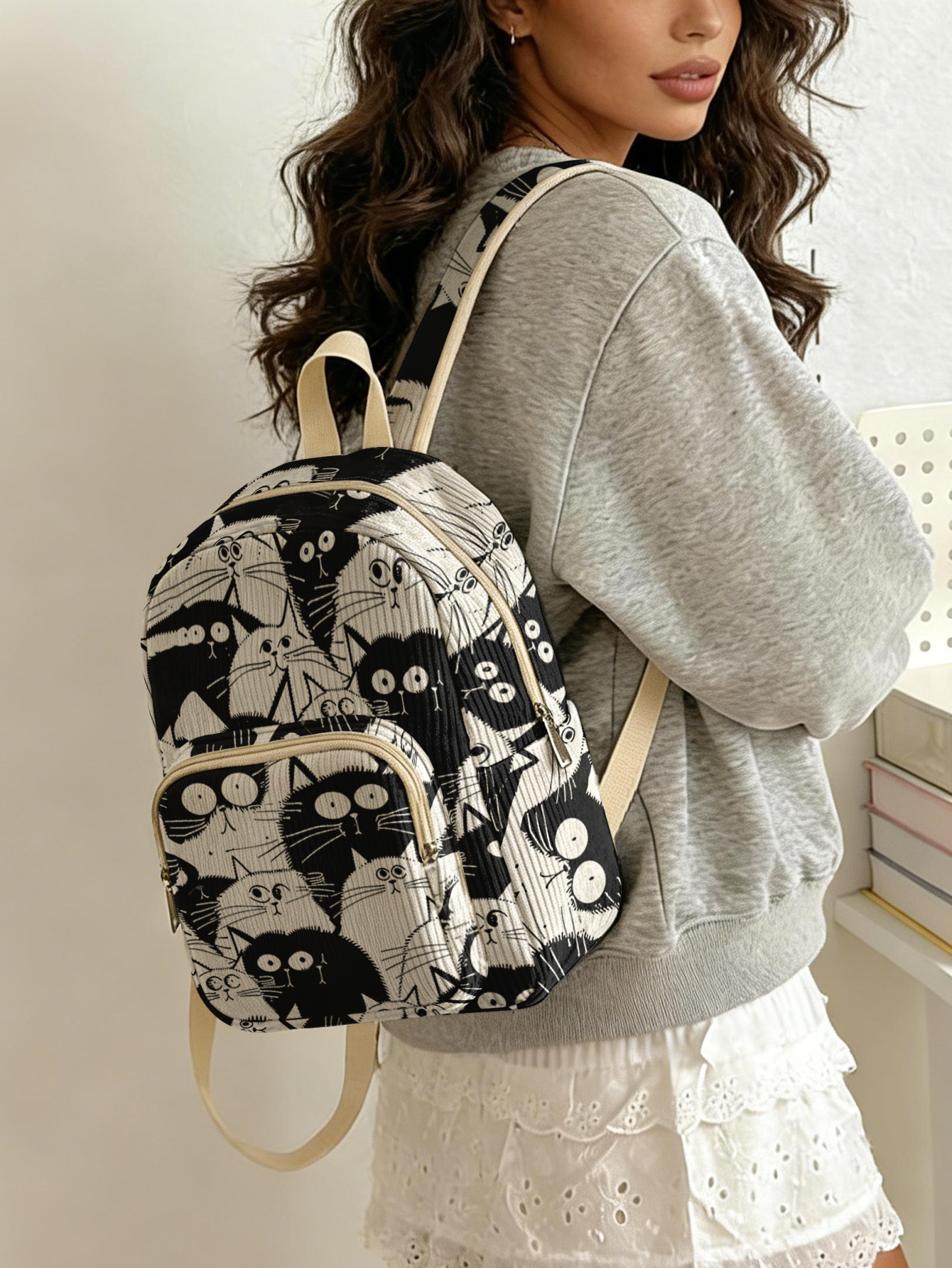 Black & White Cartoon Cats All - Women Bags White recensione e prezzo