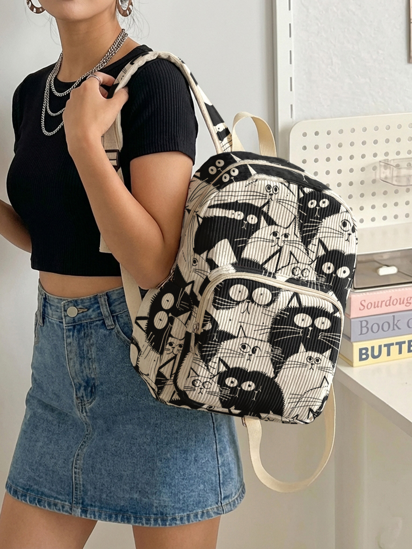 Black & White Cartoon Cats All - Women Bags White recensione e prezzo