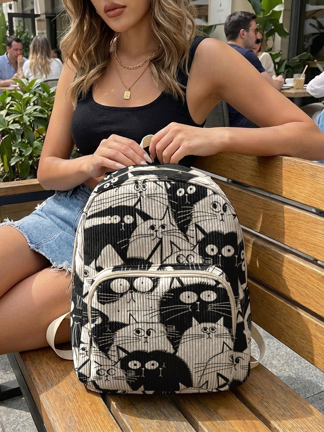 Black & White Cartoon Cats All - Women Bags White recensione e prezzo