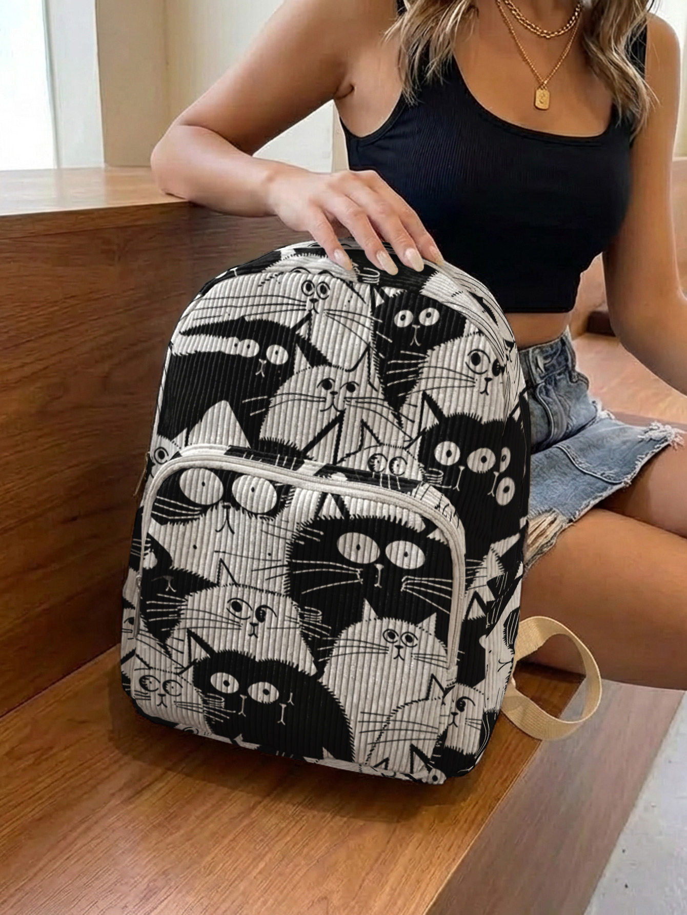 Black & White Cartoon Cats All - Women Bags White recensione e prezzo