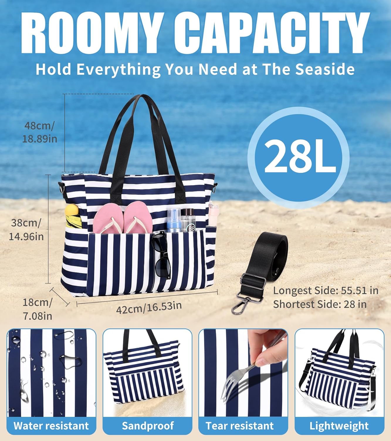 Large Waterproof Beach Bag wit - Women Bags Waterproof recensione e prezzo