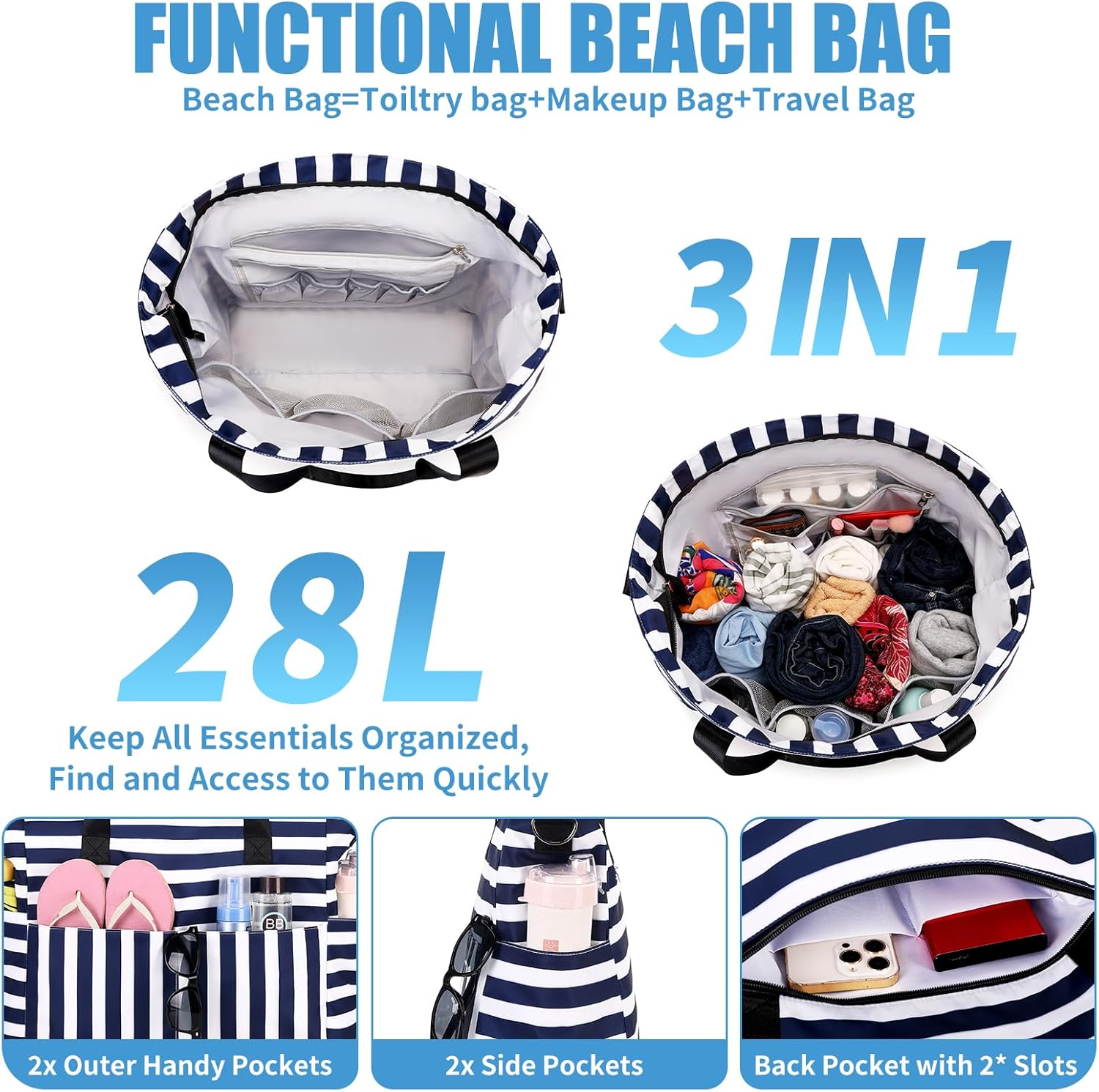 Large Waterproof Beach Bag wit - Women Bags Waterproof recensione e prezzo