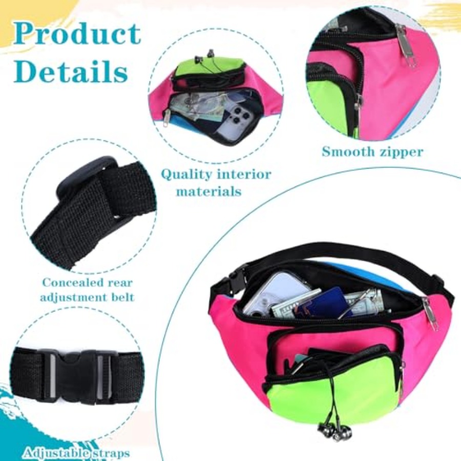 80s Neon Fanny Pack 2 Pockets  - Women'S Bags Holiday recensione e prezzo