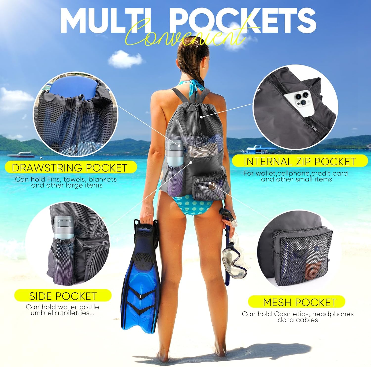 Swim Mesh Beach Bag, Waterproo - Women Bags Waterproof recensione e prezzo